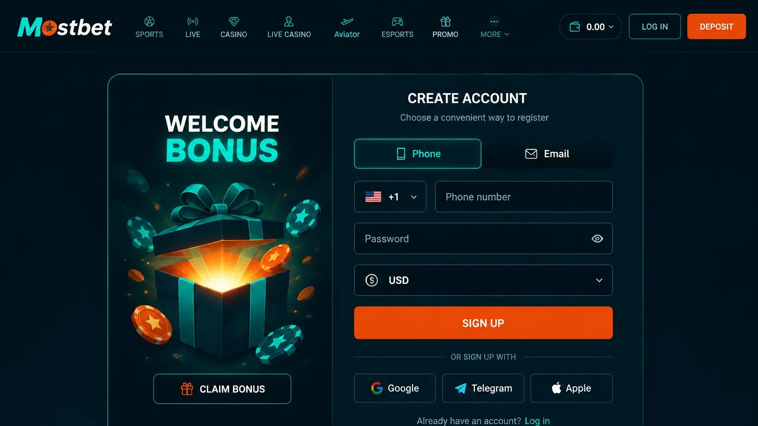 Mostbet registration: four ways to open a Mostbet login account