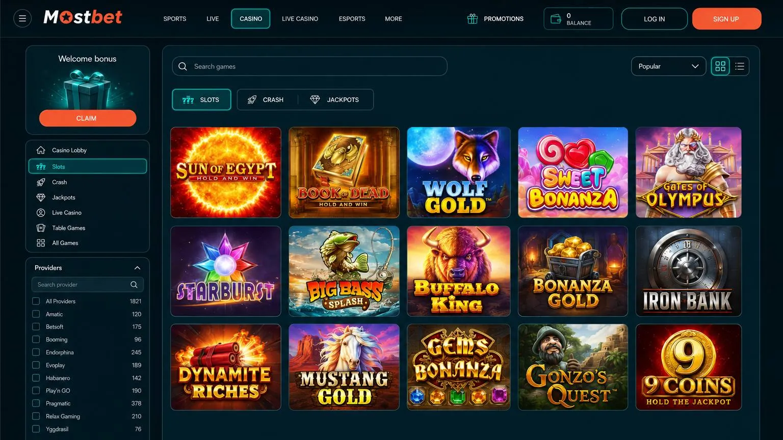 Mostbet casino: game library, providers and live tables